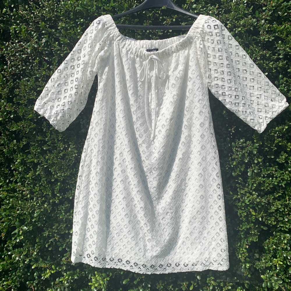 White Lace Off Shoulder Dress, Size L
